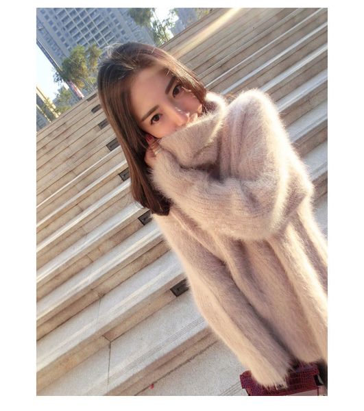 thickening 2021 new turtleneck loose oversized sweater women winter soft warm hairy cashmere sweaters pullovers pull femme hiver nu7n, White;black
thickening 2021 new turtleneck loose oversized sweater women winter soft warm hairy cashmere sweaters pullovers pull femme hiver nu7n, White;black