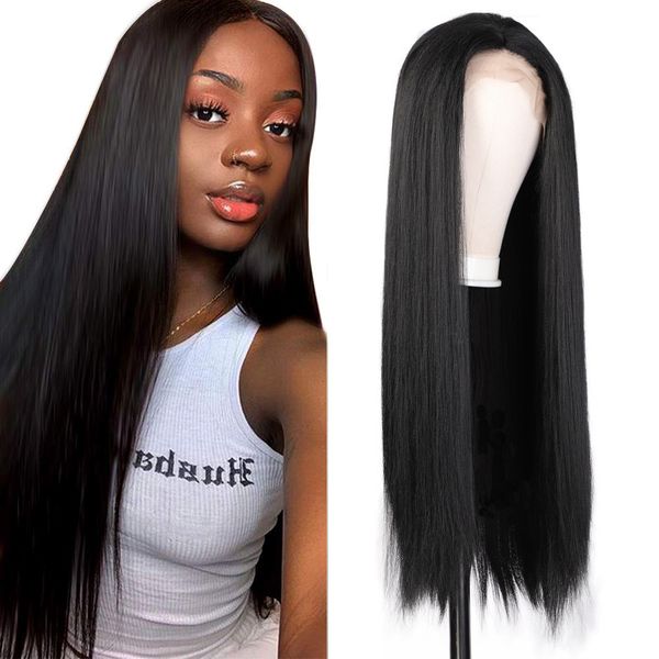 wig women's fashion front lace chemical fiber high temperature silk jacquard pattern head cover, Black
wig women's fashion front lace chemical fiber high temperature silk jacquard pattern head cover, Black