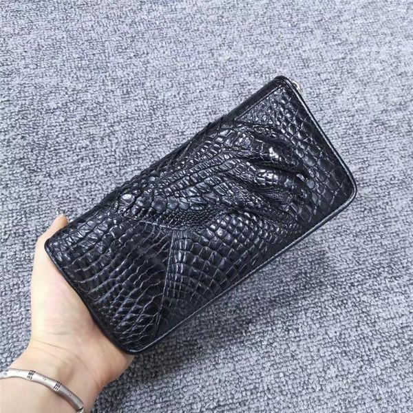 wallets authentic crocodile belly skin zipper closure men long wallet card purse genuine exotic alligator leather male small clutch bag, Red;black 
wallets authentic crocodile belly skin zipper closure men long wallet card purse genuine exotic alligator leather male small clutch bag, Red;black