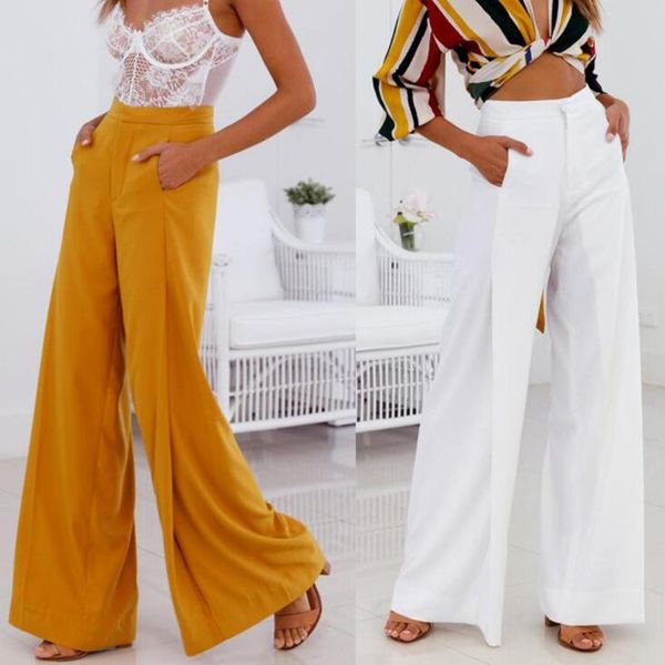 women's pants & capris and comfortable high waist wide leg casual style solid women pantalon femme, Black;white
women's pants & capris and comfortable high waist wide leg casual style solid women pantalon femme, Black;white