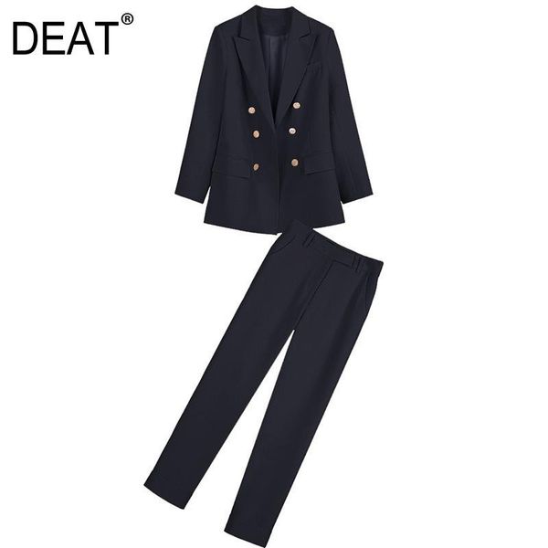 women's two piece pants {deat} wide leg suit notched long sleeve black loose double breasted women fashion tide summer 2021 7e1040, White
women's two piece pants {deat} wide leg suit notched long sleeve black loose double breasted women fashion tide summer 2021 7e1040, White