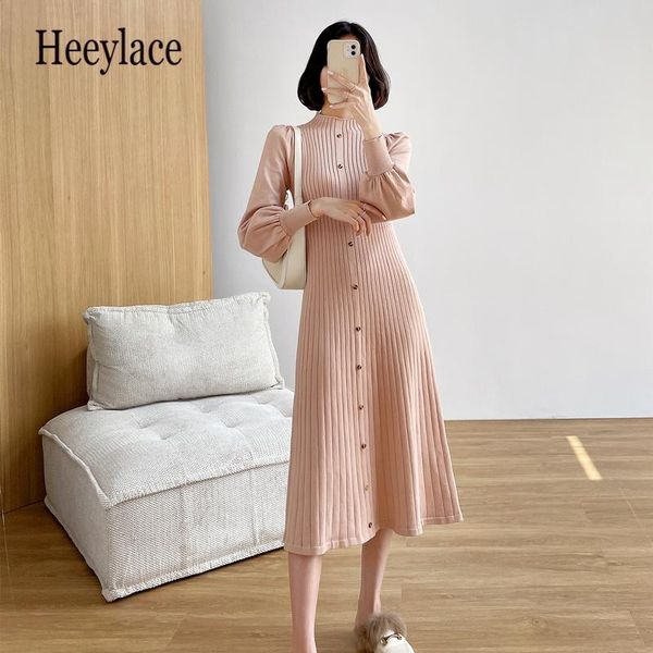 casual dresses autumn winter buttons puff-sleeve women sweaters dress slim waist stretched knitted female midi vestidos, Black;gray
casual dresses autumn winter buttons puff-sleeve women sweaters dress slim waist stretched knitted female midi vestidos, Black;gray
