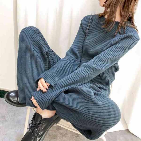 western style knitted fashion suit women trendy korean temperament sweater wide leg pants casual two-piece suit 210727, White
western style knitted fashion suit women trendy korean temperament sweater wide leg pants casual two-piece suit 210727, White