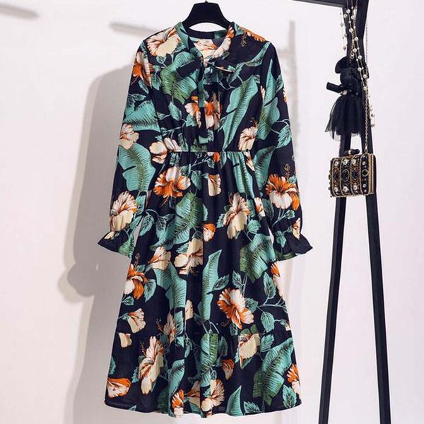 casual dresses autumn winter shirt dress ladies korean vintage floral chiffon long sleeve bow neck boho 2021 women's clothing, Black;gray
casual dresses autumn winter shirt dress ladies korean vintage floral chiffon long sleeve bow neck boho 2021 women's clothing, Black;gray