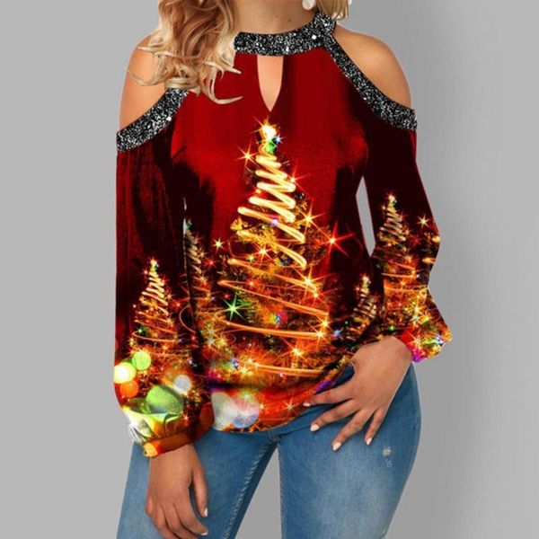 women's blouses & shirts blusas mujer women christmas blouse colorful print off-shoulder casual shirt for de moda 2021, White
women's blouses & shirts blusas mujer women christmas blouse colorful print off-shoulder casual shirt for de moda 2021, White