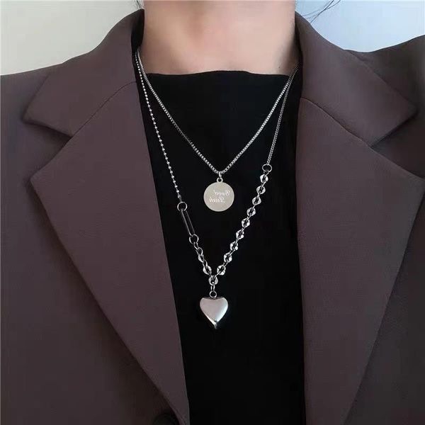 pendant necklaces cute stainless titanium steel long chain heart multi-layer necklace for women fashion jewelry 2021 trend statement, Silver
pendant necklaces cute stainless titanium steel long chain heart multi-layer necklace for women fashion jewelry 2021 trend statement, Silver