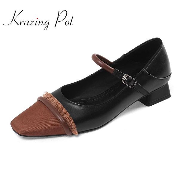 krazing pot patchwork cow leather square toe med heel buckle strap brand shoes young lady daily wear korean basi women pumps l02, Black
krazing pot patchwork cow leather square toe med heel buckle strap brand shoes young lady daily wear korean basi women pumps l02, Black