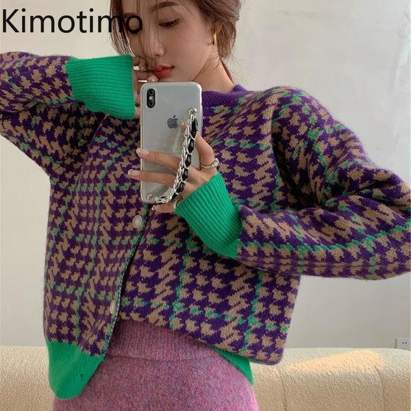 women's knits & tees kimotimo purple plaid cardigan sweater women o-neck single breasted temperament coats 2021 fall fashion design kaw, White
women's knits & tees kimotimo purple plaid cardigan sweater women o-neck single breasted temperament coats 2021 fall fashion design kaw, White