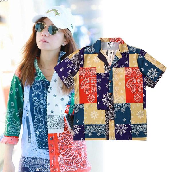 men's casual shirts europe america spring summer vintage patchwork bandanna paisley beach shirt men women short sleeve hip hop tee, White;black
men's casual shirts europe america spring summer vintage patchwork bandanna paisley beach shirt men women short sleeve hip hop tee, White;black
