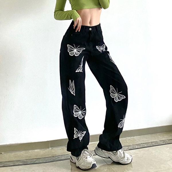 women's jeans 2021ss hip hop pants streetwear retro denim high street spring temperament butterfly print waist women, Blue
women's jeans 2021ss hip hop pants streetwear retro denim high street spring temperament butterfly print waist women, Blue