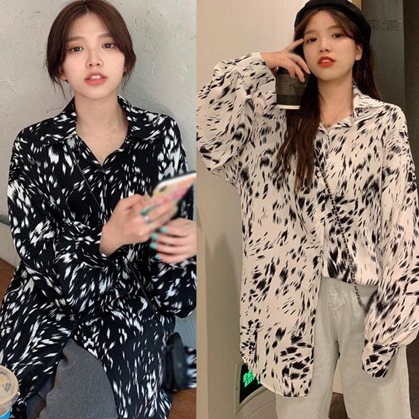 women's blouses & shirts cold wind spotted printing long-sleeved shirt design loose temperament blouse, White
women's blouses & shirts cold wind spotted printing long-sleeved shirt design loose temperament blouse, White