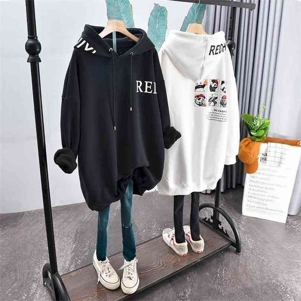 women's hoodies autumn winter plus velvet thick couple clothes cartoon letters large size loose mid-length jacket coat 210805, Black
women's hoodies autumn winter plus velvet thick couple clothes cartoon letters large size loose mid-length jacket coat 210805, Black