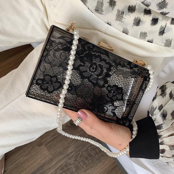 evening bags black & white lace acrylic box design pearl chain ladies party clutch bag shoulder tote women flap handbag
evening bags black & white lace acrylic box design pearl chain ladies party clutch bag shoulder tote women flap handbag