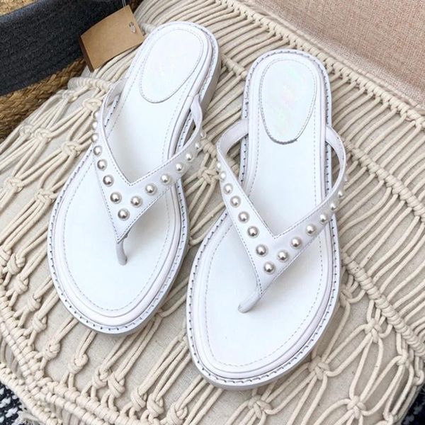 slippers summer pearl decor flat flip flops fashion real leather design clip toe women's shoes outside beach female, Black
slippers summer pearl decor flat flip flops fashion real leather design clip toe women's shoes outside beach female, Black