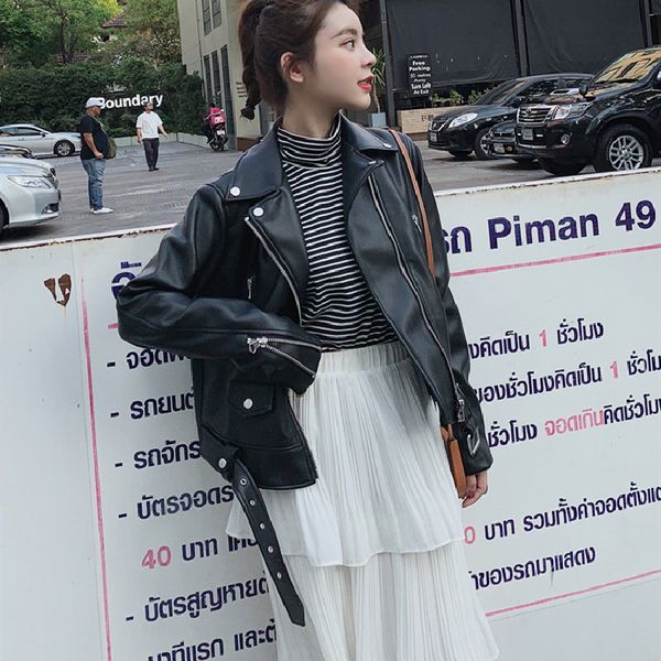 2021 new fashion pure autumn black women's leather clothes with ladies leisure jacket personality girls outwear me2p, Black;brown
2021 new fashion pure autumn black women's leather clothes with ladies leisure jacket personality girls outwear me2p, Black;brown