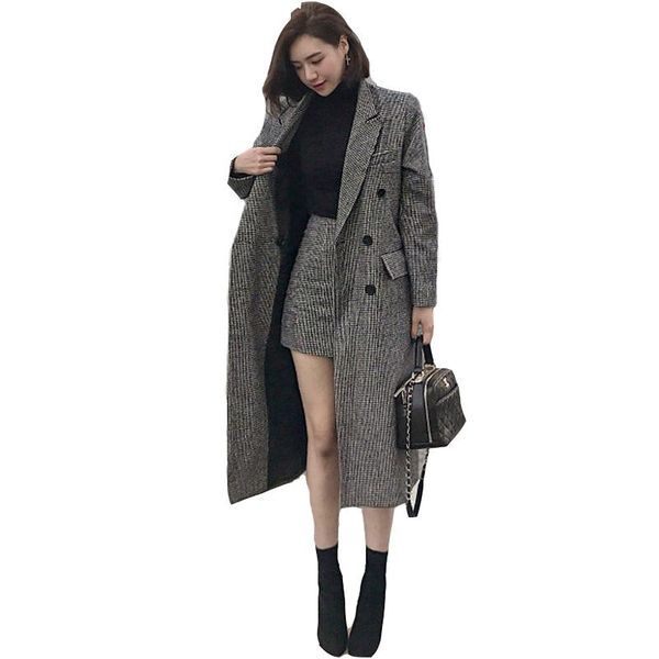 plaid wool winter coat and skirt 2pcs set women thick warm plaid casual long coat turn-down collar loose soft 2021 new, Black
plaid wool winter coat and skirt 2pcs set women thick warm plaid casual long coat turn-down collar loose soft 2021 new, Black