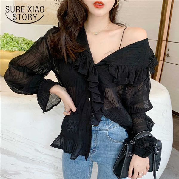 autumn puff long sleeve pleated chiffon shirt women casual loose v neck cardigan women blouse solid blusas mujer 10572 210528, White
autumn puff long sleeve pleated chiffon shirt women casual loose v neck cardigan women blouse solid blusas mujer 10572 210528, White