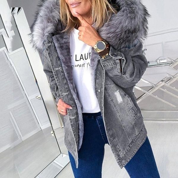 women's down & parkas women add a long - sleeved denim solid color coat with fur-trimmed collar winter thick warm quilted jacket hood, Black
women's down & parkas women add a long - sleeved denim solid color coat with fur-trimmed collar winter thick warm quilted jacket hood, Black