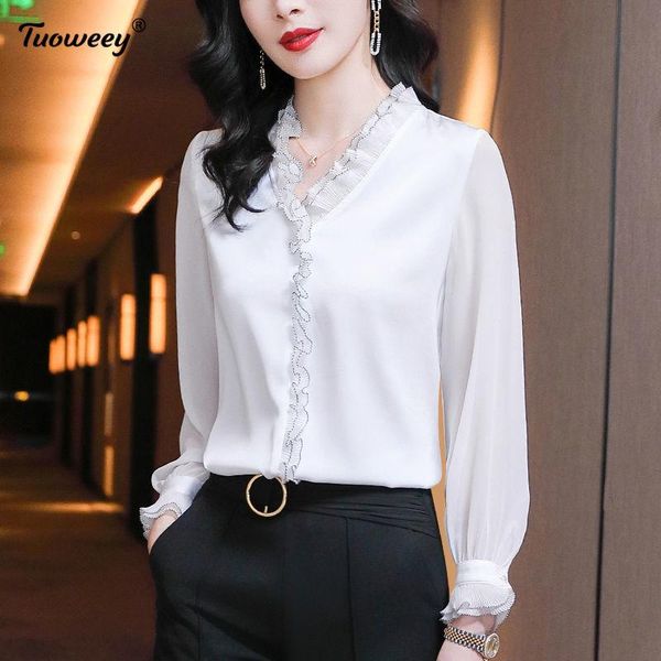 women's blouses & shirts autumn style fashion long women tshirts 2021 vintage solid shirt tunic sleeve ruffle blouse female plus size, White
women's blouses & shirts autumn style fashion long women tshirts 2021 vintage solid shirt tunic sleeve ruffle blouse female plus size, White