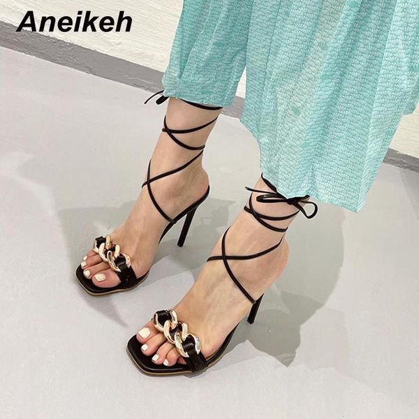aneikeh 2021 new summer pu women's ankle strap metal decoration party solid back rome lace-up shallow concise khaki size35-42, Black
aneikeh 2021 new summer pu women's ankle strap metal decoration party solid back rome lace-up shallow concise khaki size35-42, Black