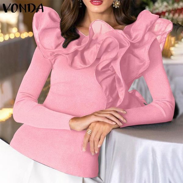 women's blouses & shirts vonda 2021 women ruffled blouse spring long sleeve tunic autumn casual solid patchwork elegant office blusas, White
women's blouses & shirts vonda 2021 women ruffled blouse spring long sleeve tunic autumn casual solid patchwork elegant office blusas, White