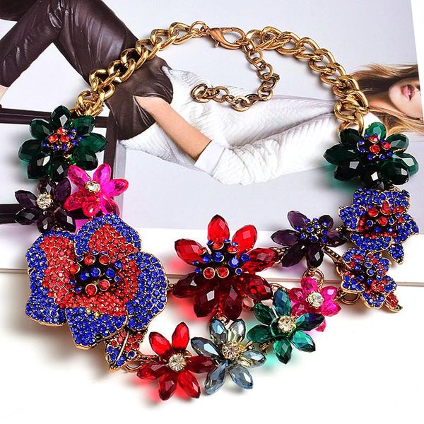 chains fashion wedding handmade acrylic colorful crystal rhinestones necklace big flower for women dubai bridal jewelry, Silver
chains fashion wedding handmade acrylic colorful crystal rhinestones necklace big flower for women dubai bridal jewelry, Silver