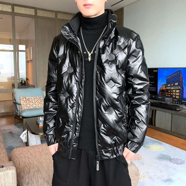 winter new men's korean zipper cardigan thickened solid color coat stand collar white duck down bright face down jacket, Black
winter new men's korean zipper cardigan thickened solid color coat stand collar white duck down bright face down jacket, Black