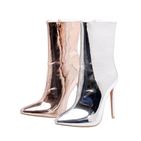 boots high heels mid-calf women fashion mirror patent gold silver short boot female pointed toe party fetish shoes big size, Black
boots high heels mid-calf women fashion mirror patent gold silver short boot female pointed toe party fetish shoes big size, Black