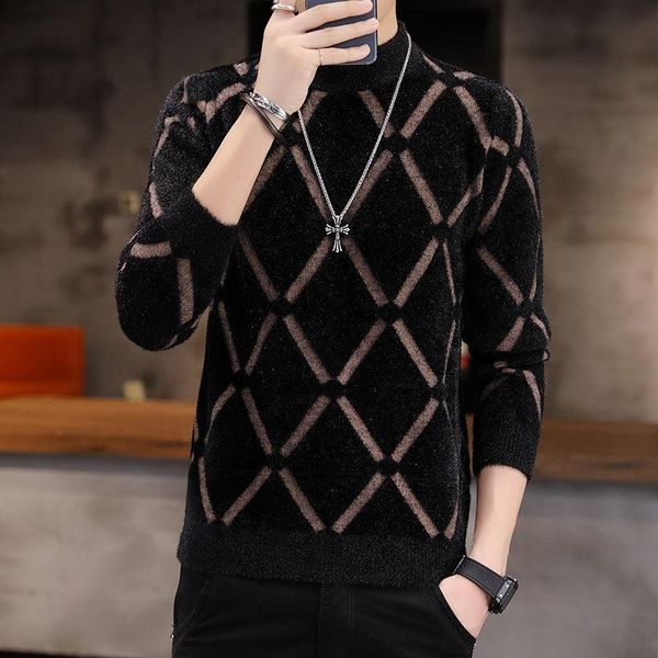 men's new mink velvet sweater plus velvet padded warm boys collar sweater, White;black
men's new mink velvet sweater plus velvet padded warm boys collar sweater, White;black