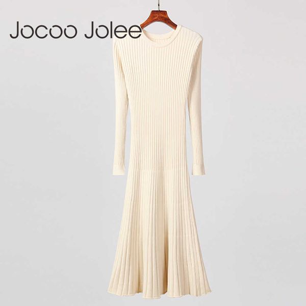 women autumn winter long sleeve o neck solid slim knitted dress korean ribbed sweater a line dress vintage long dress 210619, Black;gray
women autumn winter long sleeve o neck solid slim knitted dress korean ribbed sweater a line dress vintage long dress 210619, Black;gray