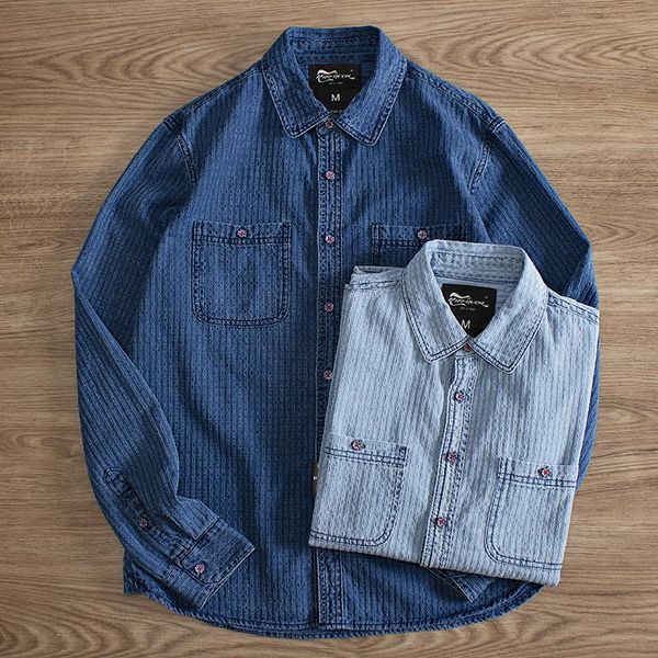 men's casual shirts autumn winter american retro denim jacquard tooling shirt fashion pure cotton washed old long sleeve blouses coat, White;black
men's casual shirts autumn winter american retro denim jacquard tooling shirt fashion pure cotton washed old long sleeve blouses coat, White;black