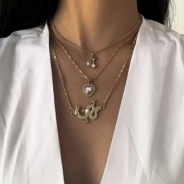 jewelry fashion multi-layer tassel cherry love temperament inlaid with diamond dragon hanging mouth set neckla, Silver
jewelry fashion multi-layer tassel cherry love temperament inlaid with diamond dragon hanging mouth set neckla, Silver