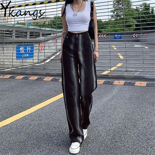 women's jeans black white vertical striped high waist straight harajuku streetwear denim pants 2021 gothic hip hop trousers, Blue
women's jeans black white vertical striped high waist straight harajuku streetwear denim pants 2021 gothic hip hop trousers, Blue