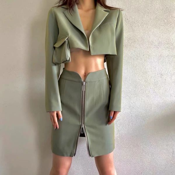 2021 Spring Arrivals New Long Cardigan Blazer Short Zipper Skirt Two Female Ensemble L7cq, Black;gray
2021 Spring Arrivals New Long Cardigan Blazer Short Zipper Skirt Two Female Ensemble L7cq, Black;gray