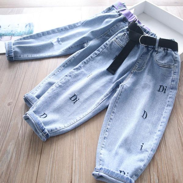 spring 2021 girls embroidered letters with holes in belts jeans and children's wear wholesale, Blue
spring 2021 girls embroidered letters with holes in belts jeans and children's wear wholesale, Blue