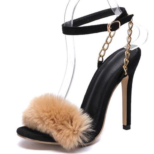 women sandals thin heel 2021 brand fashion fur high heels female ladies summer shoes luxury designers sandals for women, Black
women sandals thin heel 2021 brand fashion fur high heels female ladies summer shoes luxury designers sandals for women, Black
