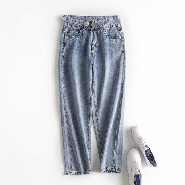 jeans m2604 - korean women's clothing spring and autumn 2021 high waist adjustable large button for women, Blue
jeans m2604 - korean women's clothing spring and autumn 2021 high waist adjustable large button for women, Blue