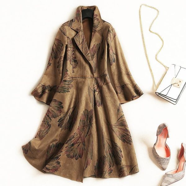 women's trench coats fall 2021 paragraph dust coat grows the fashion show thin falbala printed retro faux suede jacket, Tan;black
women's trench coats fall 2021 paragraph dust coat grows the fashion show thin falbala printed retro faux suede jacket, Tan;black