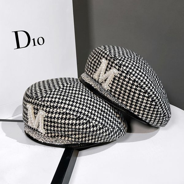 small fragrant wind beret children's korean version wool tweed thousand bird grid english octagonal hat rhinestone pearl letter paint, Blue;gray
small fragrant wind beret children's korean version wool tweed thousand bird grid english octagonal hat rhinestone pearl letter paint, Blue;gray
