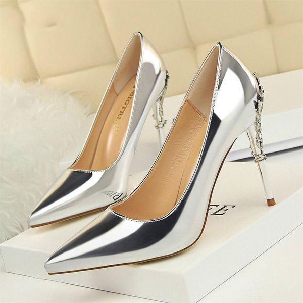 dress shoes 2021 women pumps high thin heel metal pointed toe shallow ladies bridal wedding silver heels pumps789, Black
dress shoes 2021 women pumps high thin heel metal pointed toe shallow ladies bridal wedding silver heels pumps789, Black