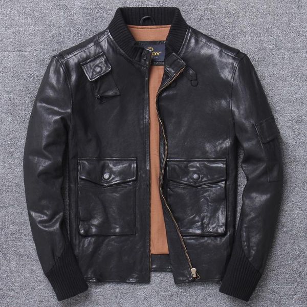 men's leather & faux flight clothing male vegetable tanning sheep skin genuine baseball serve lead loose coat pilot bomber, Black
men's leather & faux flight clothing male vegetable tanning sheep skin genuine baseball serve lead loose coat pilot bomber, Black