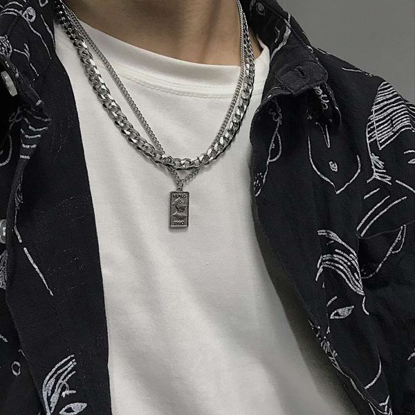 share double personality design men's and women's cuba stitched necklace fashionable cool style hip hop accessories, Silver
share double personality design men's and women's cuba stitched necklace fashionable cool style hip hop accessories, Silver