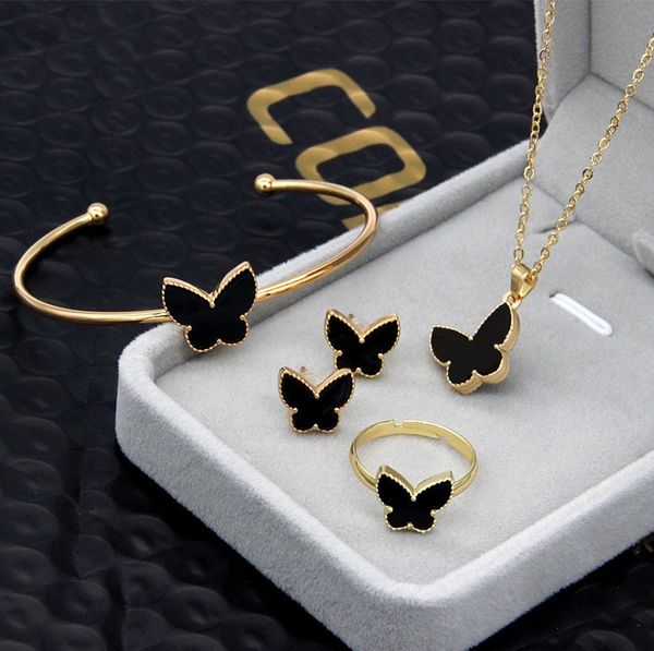 fancy women's gift handmade butterfly bangle necklace ring earring jewelry set with card, Black
fancy women's gift handmade butterfly bangle necklace ring earring jewelry set with card, Black