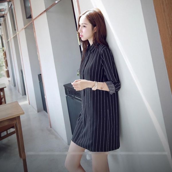 women shirt dress stripes long sleeve fall outfit elegant lady clothes casual outfit, Black;gray
women shirt dress stripes long sleeve fall outfit elegant lady clothes casual outfit, Black;gray
