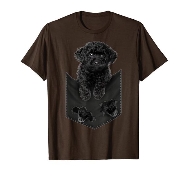 Black Toy Poodle Pocket Mid T Shirt, Black Toy Poodle dog, Mainly pictures
