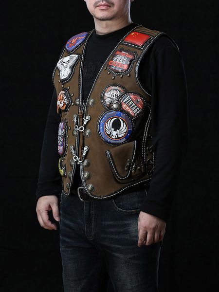 v-neck motorcycle leather vest for men and women rock punk heavy metal oil wax leather, Black
v-neck motorcycle leather vest for men and women rock punk heavy metal oil wax leather, Black