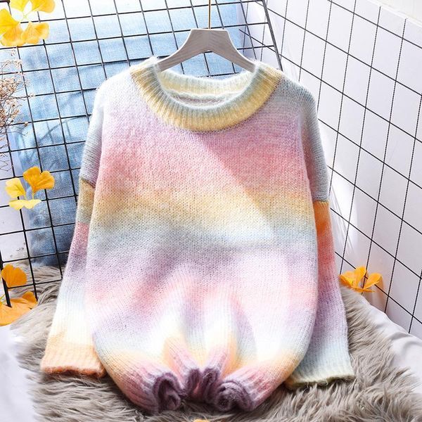 women's sweaters rainbow knitting women sweater pullovers winter flare sleeved o-neck loose lady elegant pulls outwear, White;black
women's sweaters rainbow knitting women sweater pullovers winter flare sleeved o-neck loose lady elegant pulls outwear, White;black