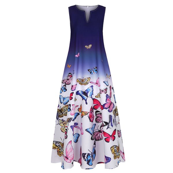 women summer dresses ladies fashion plus size butterfly print daily sleeveless vintage bohemia v neck maxi dress sundress, Black;gray
women summer dresses ladies fashion plus size butterfly print daily sleeveless vintage bohemia v neck maxi dress sundress, Black;gray