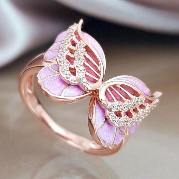 cluster rings vintage elegant pink enamel butterfly zircon diamonds for women rose gold color jewelry bijoux bague birthday party gifts, Golden;silver
cluster rings vintage elegant pink enamel butterfly zircon diamonds for women rose gold color jewelry bijoux bague birthday party gifts, Golden;silver