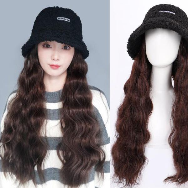 wide brim hats bucket hat wig for women synthetic long wavy curly winter wide-brimmed all-in-one with, Blue;gray
wide brim hats bucket hat wig for women synthetic long wavy curly winter wide-brimmed all-in-one with, Blue;gray